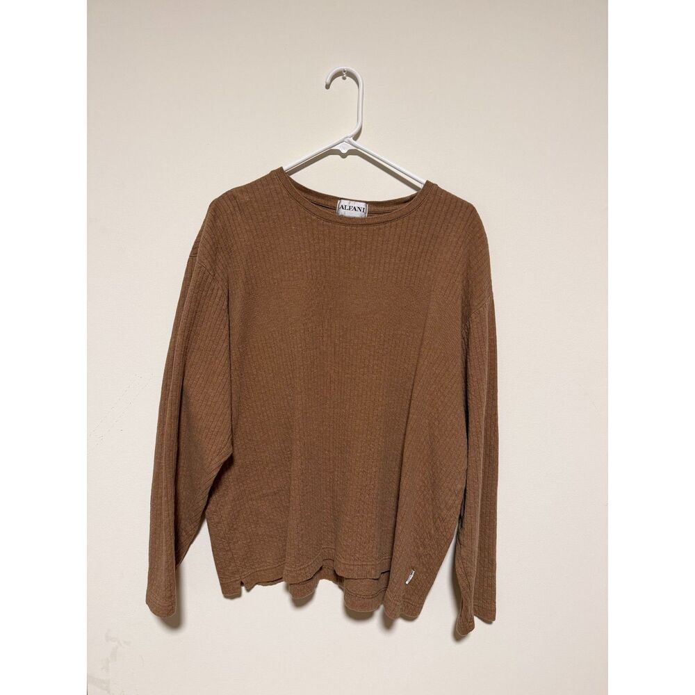 Alfani, Camel-Colored Ribbed Long-Sleeve Top